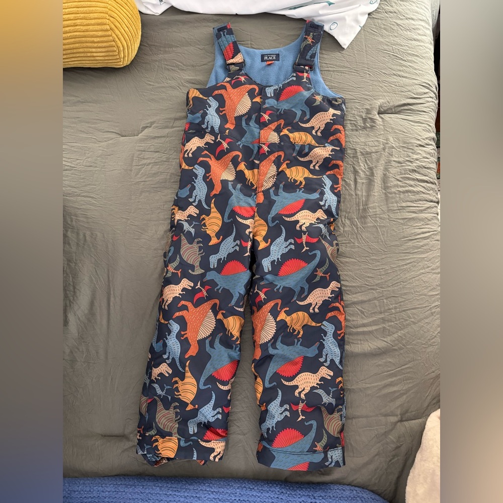 The Children's Place Colorful Dinosaur Print Overall Snow Pants